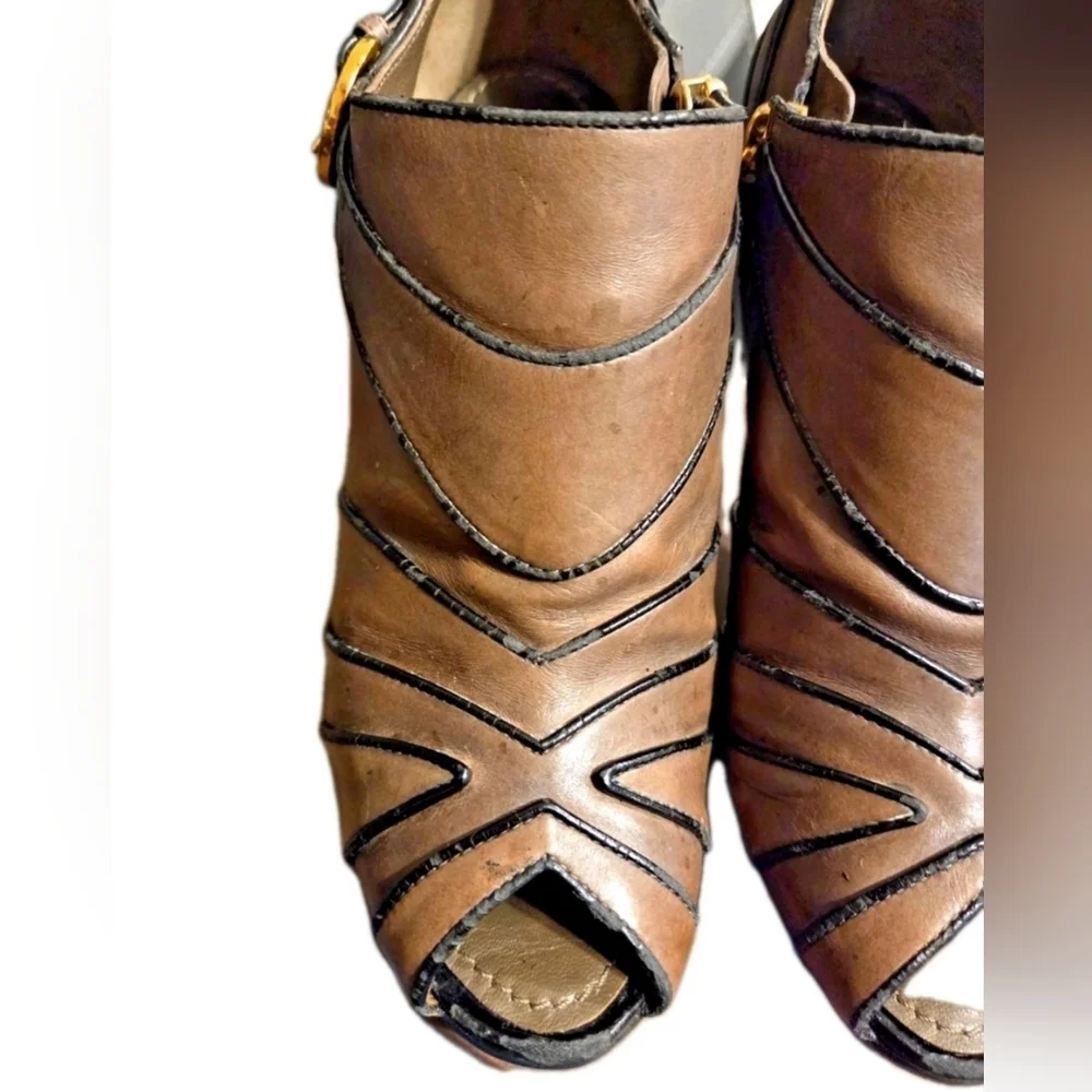 LOUIS VUITTON Boots Heel Leather Greige EU 35 / US Size 5
